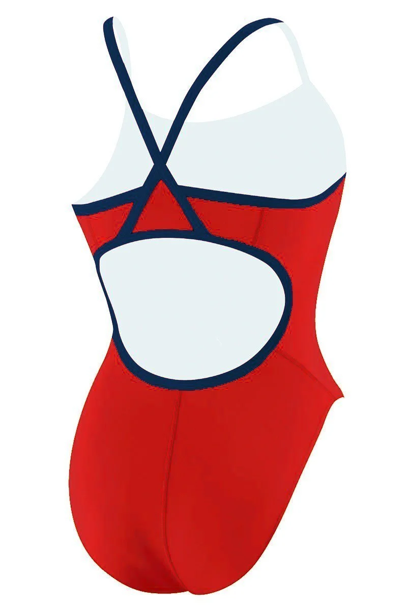 RISE Solid Poly Color Trim H-Back One Piece Swimsuit - Image 10