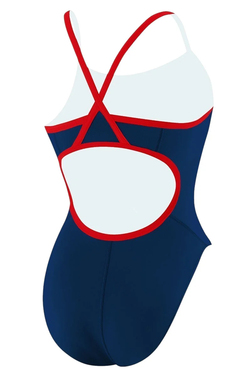 RISE Solid Poly Color Trim H-Back One Piece Swimsuit - Image 5