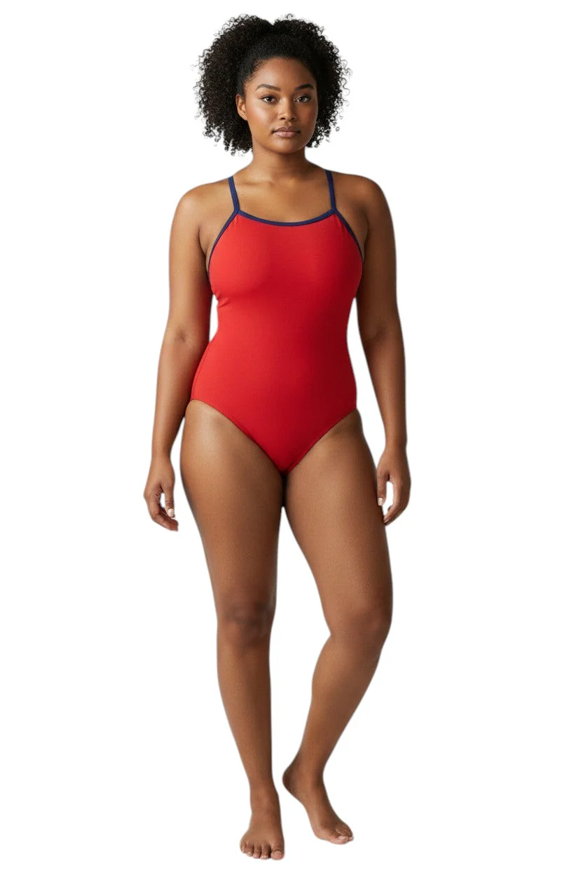 RISE Solid Poly Color Trim H-Back One Piece Swimsuit - Image 6