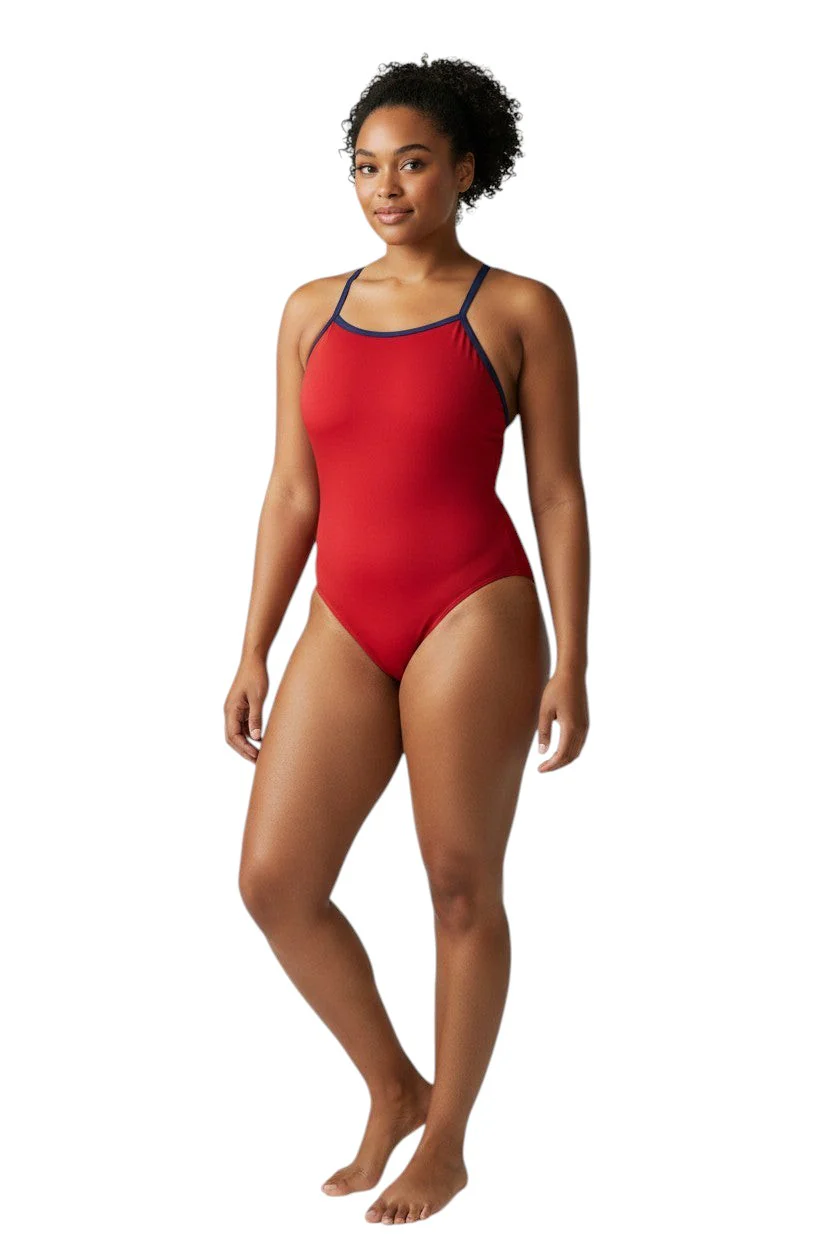 RISE Solid Poly Color Trim H-Back One Piece Swimsuit - Image 7