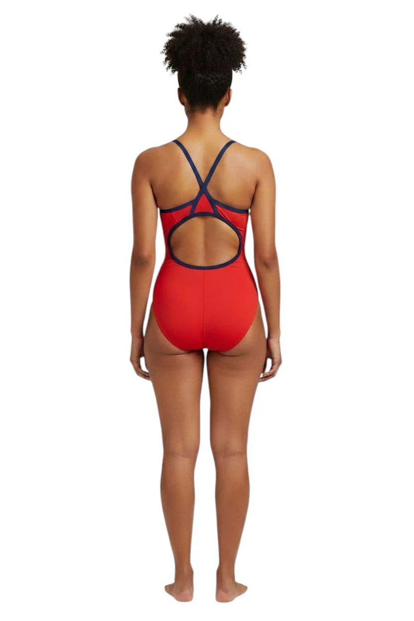 RISE Solid Poly Color Trim H-Back One Piece Swimsuit - Image 8