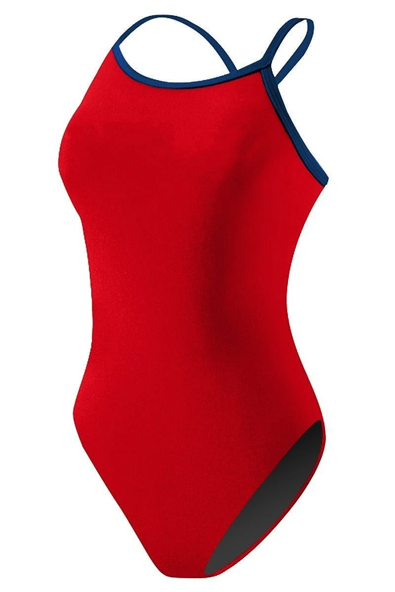 RISE Solid Poly Color Trim H-Back One Piece Swimsuit - Image 9